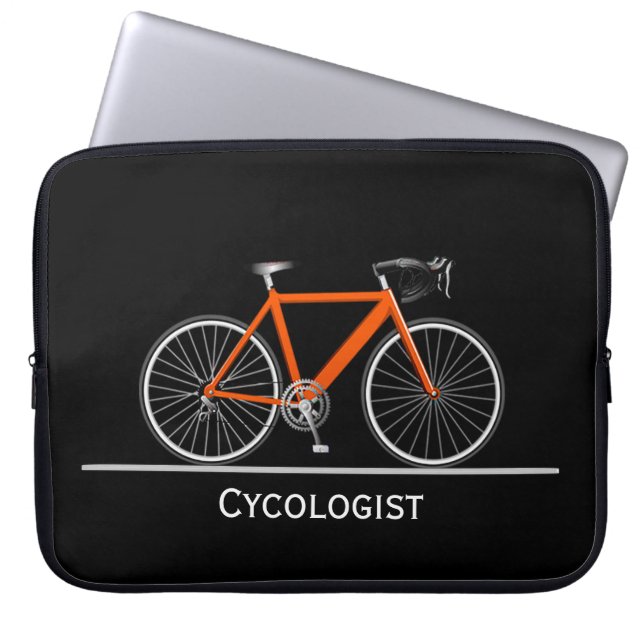 Cycoloog Pink Bike op zwart Laptop Sleeve (Voorkant)