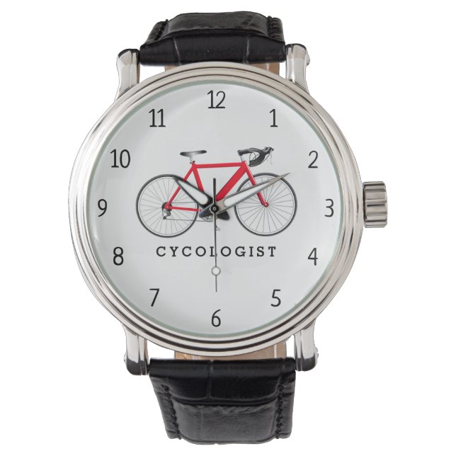 Cycoloog Red Bicycle Horloge (Voorkant)