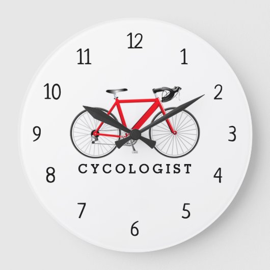 Cycoloog Red Bicycle Large Clock Grote Klok (Voorkant)