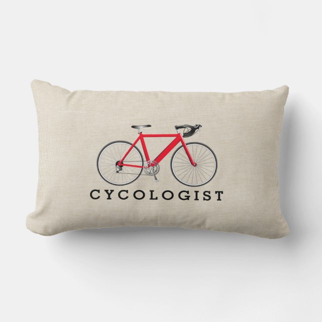 Cycoloog Red Bicycle op beige lumbar Pillow Kussen (Voorkant)