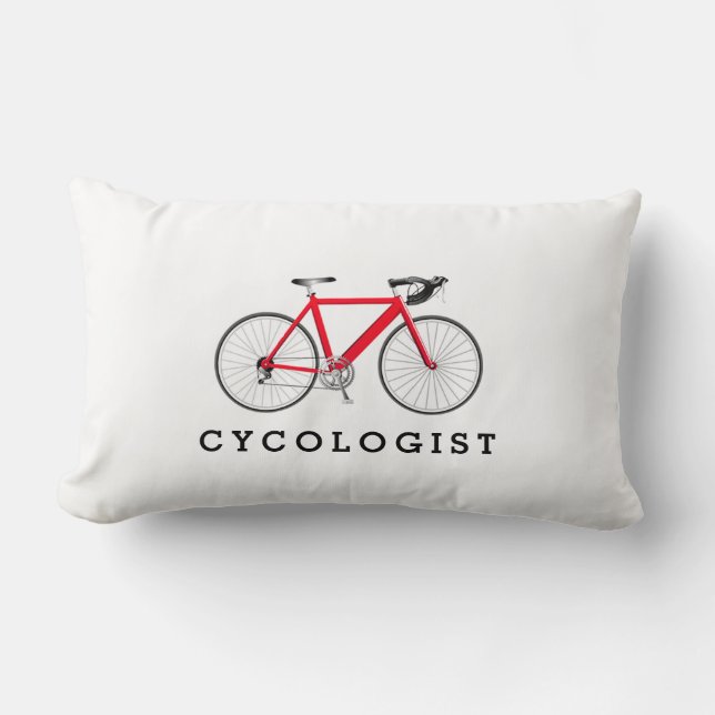 Cycoloog Red Bicycle op witte lumbar Pillow Kussen (Voorkant)