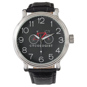 Cycoloog Red Bicycle op zwart Horloge