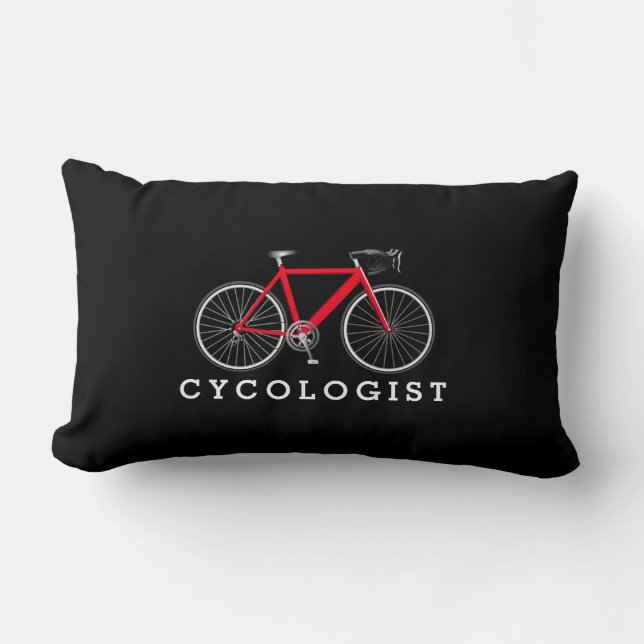 Cycoloog Red Bicycle op zwart Kussen (Voorkant)