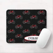 cycoloog rode fiets op zwart muismat (Met muis)