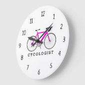 Cycoloog roze fiets grote klok (Hoek)