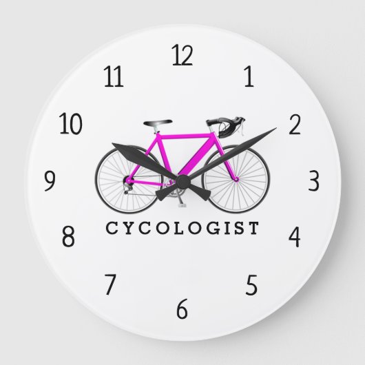 Cycoloog roze fiets grote klok (Voorkant)