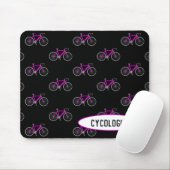 cycoloog roze fiets op zwart muismat (Met muis)