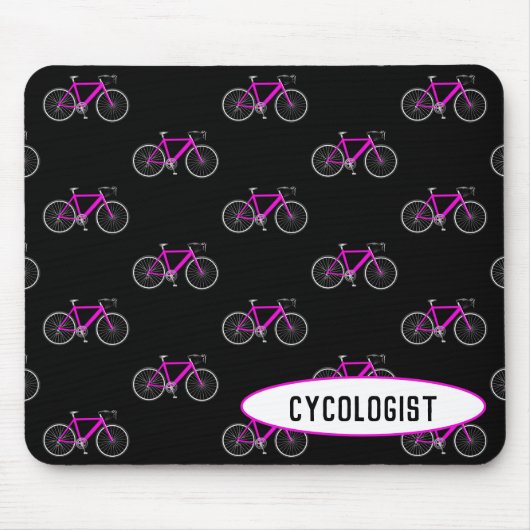 cycoloog roze fiets op zwart muismat (Voorkant)