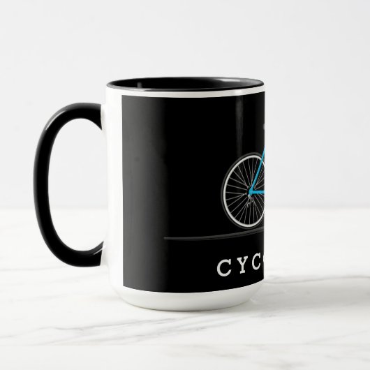 Cycoloog tekst met aqua fiets mok (Links)