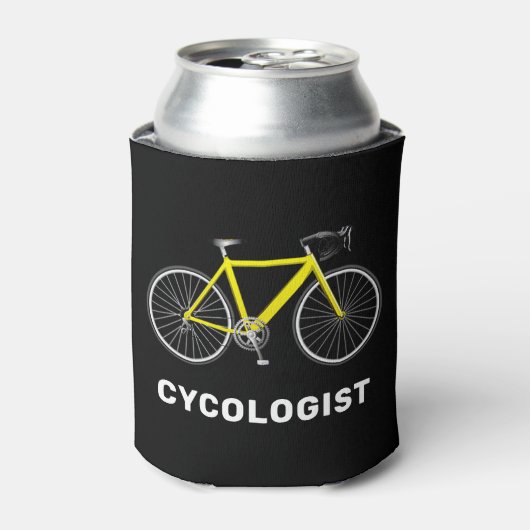 Cycoloog Text and Yellow Bicycle Blikjeskoeler (Blikje Voorkant)