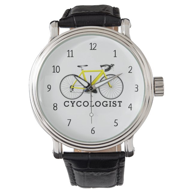 Cycoloog Yellow Bicycle Horloge (Voorkant)
