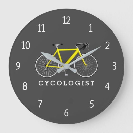 Cycoloog Yellow Bicycle Large Clock Grote Klok (Voorkant)