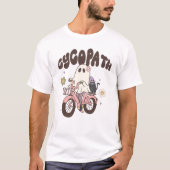 Cycopaat Schattige Halloween Ghost op Fiets T-shirt (Voorkant)