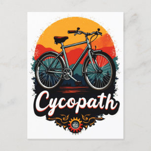 Cycopath: Energetische fiets en zonsondergang Grap Briefkaart