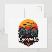 Cycopath: Energetische fiets en zonsondergang Grap Feestdagenkaart (Voorkant / Achterkant)