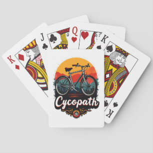 Cycopath: Energetische fiets en zonsondergang Grap Pokerkaarten