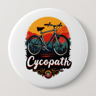 Cycopath: Energetische fiets en zonsondergang Grap Ronde Button 4,0 Cm
