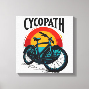 Cycopath: Energetische fiets met zonsondergang Gra Canvas Afdruk
