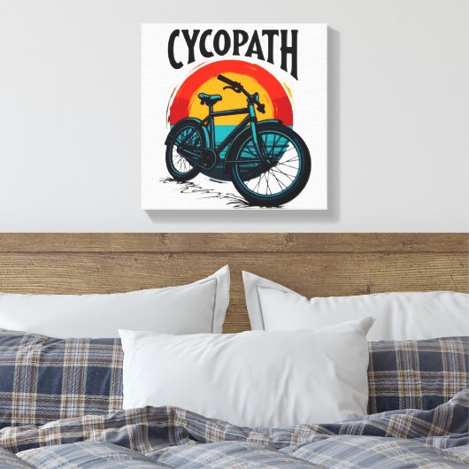 Cycopath: Energetische fiets met zonsondergang Gra Canvas Afdruk (Insitu (Slaapkamer))