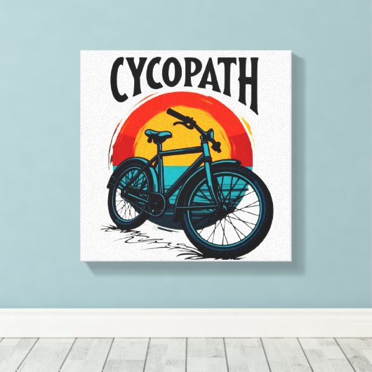 Cycopath: Energetische fiets met zonsondergang Gra Canvas Afdruk (Insitu (Houten vloer))