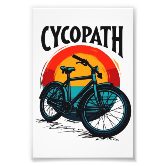 Cycopath: Energetische fiets met zonsondergang Gra Foto Afdruk (Voorkant)