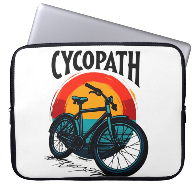Cycopath: Energetische fiets met zonsondergang Gra Laptop Sleeve (Voorkant)