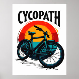 Cycopath: Energetische fiets met zonsondergang Gra Poster