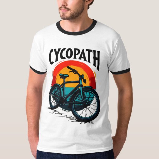 Cycopath: Energetische fiets met zonsondergang Gra T-shirt (Voorkant)