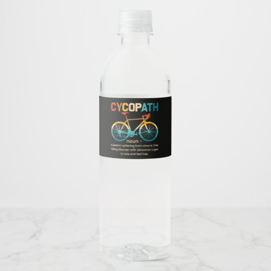 Cycopath Funny Cycling for Cyclists and Bikers Waterfles Etiket (Voorkant)
