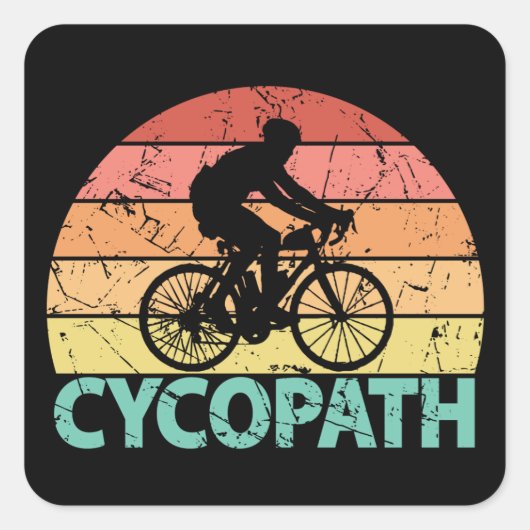 Cycopath Funny Cyclist Vierkante Sticker (Voorkant)