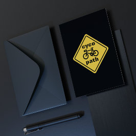 Cycopath Funny Road Sign for Cycle Lover Feestdagenkaart