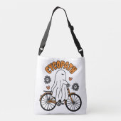 Cycopath Halloween Ghost op de Oranje Fiets Crossbody Tas (Achterkant)