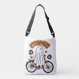 Cycopath Halloween Ghost op de Oranje Fiets Crossbody Tas