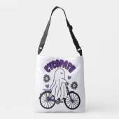 Cycopath Halloween Ghost op Paarse Fiets Crossbody Tas (Achterkant)