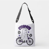 Cycopath Halloween Ghost op Paarse Fiets Crossbody Tas (Voorkant)