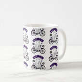 Cycopath Halloween Ghost op Paarse Fiets Koffiemok (Voorkant rechts)
