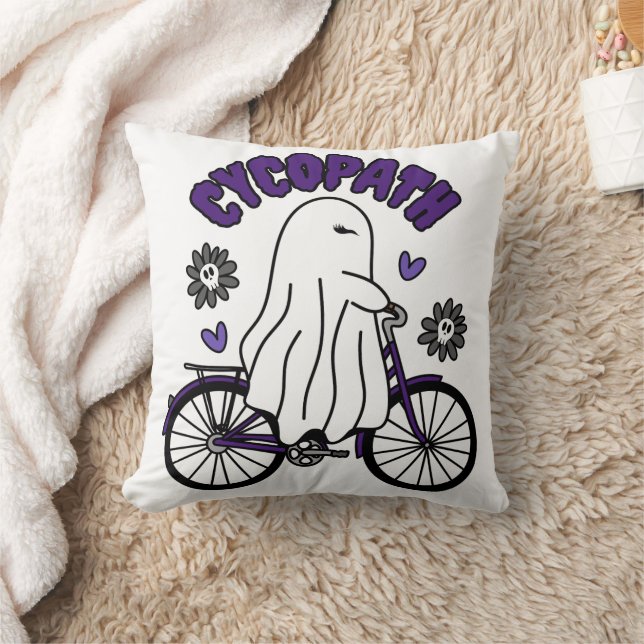 Cycopath Halloween Ghost op Paarse Fiets Kussen (Deken)