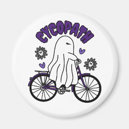 Cycopath Halloween Ghost op Paarse Fiets Magneet