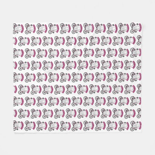 Cycopath Halloween Ghost op Roze Fiets Fleece Deken (Voorkant (Horizontaal))