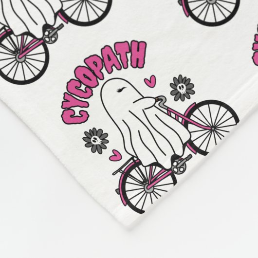 Cycopath Halloween Ghost op Roze Fiets Fleece Deken (Hoek)