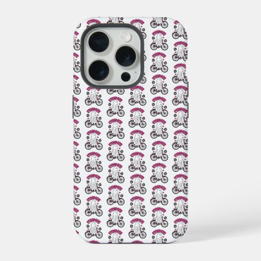Cycopath Halloween Ghost op Roze Fiets iPhone Hoesje (Achterkant)
