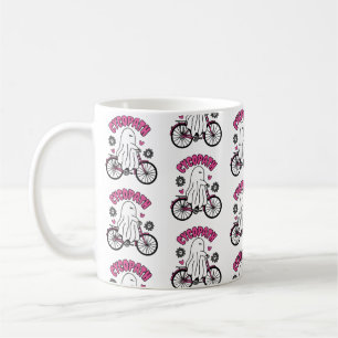 Cycopath Halloween Ghost op Roze Fiets Koffiemok