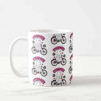 Cycopath Halloween Ghost op Roze Fiets Koffiemok