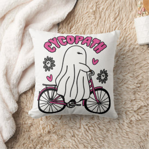 Cycopath Halloween Ghost op Roze Fiets Kussen