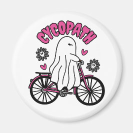 Cycopath Halloween Ghost op Roze Fiets Magneet