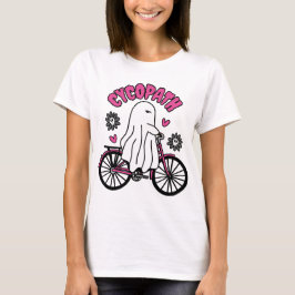 Cycopath Halloween Ghost op Roze Fiets T-shirt