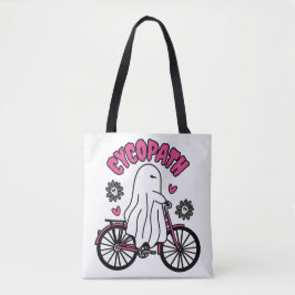 Cycopath Halloween Ghost op Roze Fiets Tote Bag