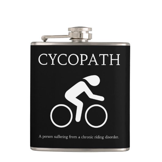 Cycopath, ik hou van fietsen grappige nieuwigheid heupfles (Voorkant)