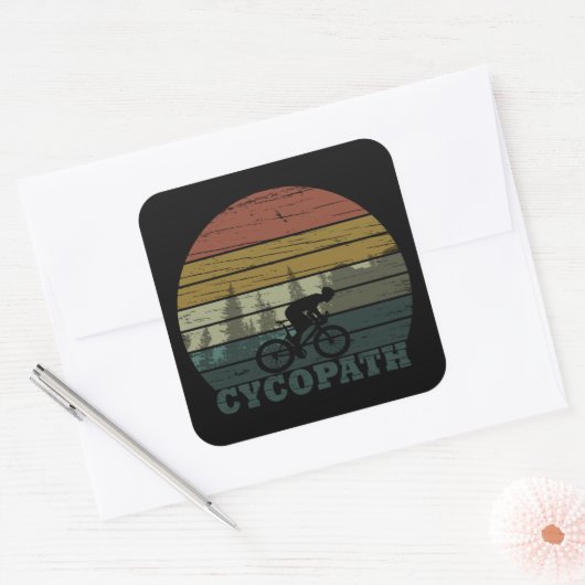Cycopath - Mountainbiken - Grappige Fiets Vierkante Sticker (Envelop)