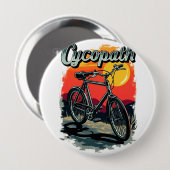 Cycopath: Sunset Bike Design Ronde Button 4,0 Cm (Voorkant /achterkant)